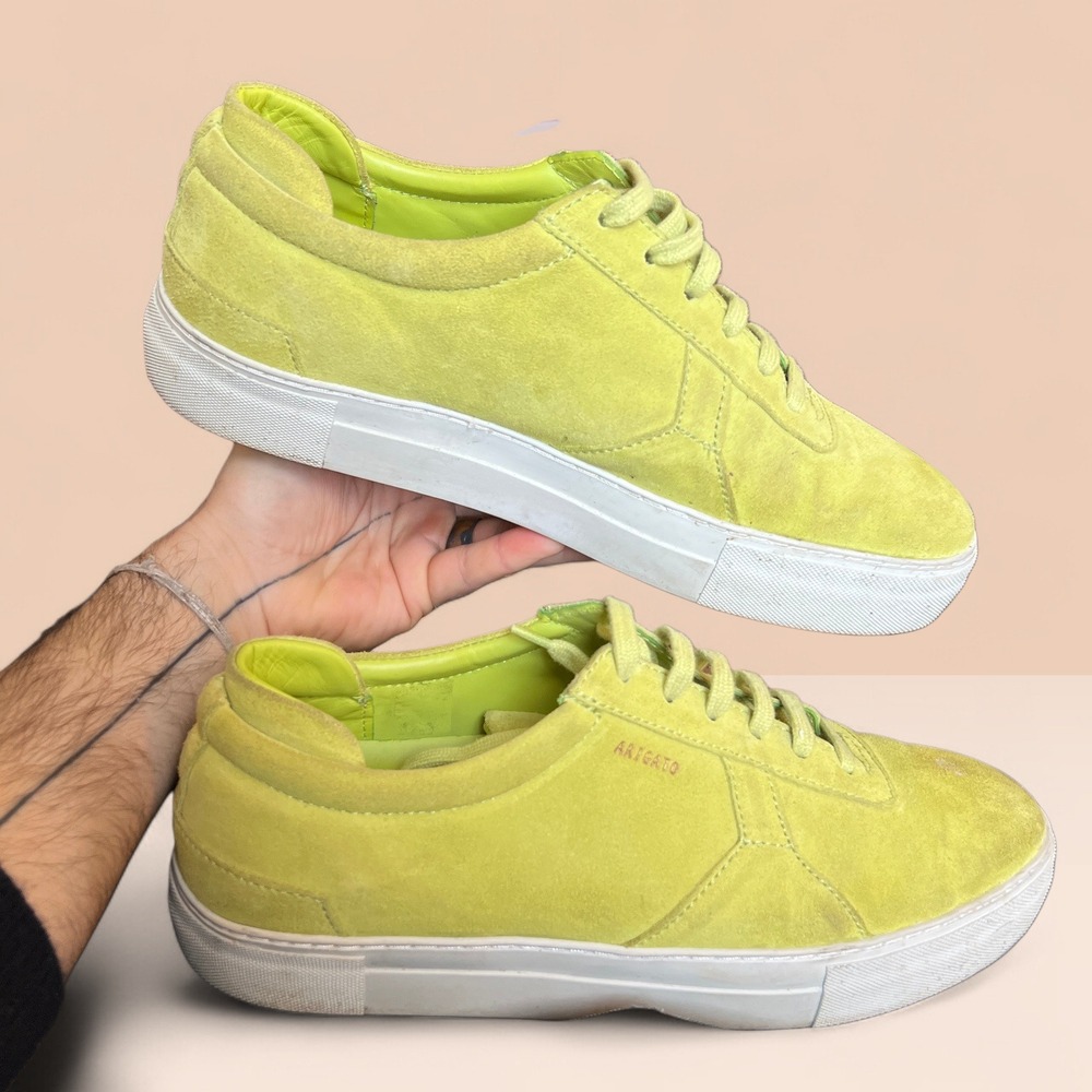 Axel Arigato Mens 11 Sneakers Yellow Green Suede Platform‎ Hand Made In Portugal